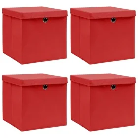 Cajas de almacenaje con tapas 4 uds tela rojo 32x32x32 cm de vidaXL, Cestas para almacenaje - Ref: Foro24-288362, Precio: 33,...