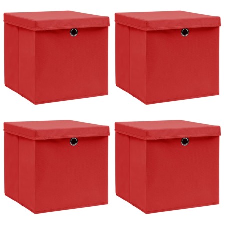 Cajas de almacenaje con tapas 4 uds tela rojo 32x32x32 cm de vidaXL, Cestas para almacenaje - Ref: Foro24-288362, Precio: 34,...