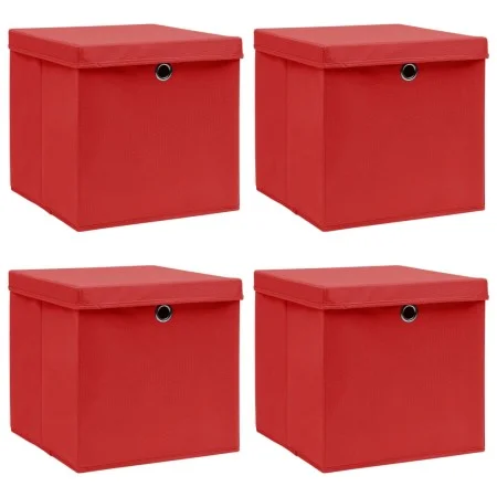 Cajas de almacenaje con tapas 4 uds tela rojo 32x32x32 cm de vidaXL, Cestas para almacenaje - Ref: Foro24-288362, Precio: 33,...
