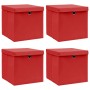 Cajas de almacenaje con tapas 4 uds tela rojo 32x32x32 cm de vidaXL, Cestas para almacenaje - Ref: Foro24-288362, Precio: 34,...