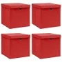 Cajas de almacenaje con tapas 4 uds tela rojo 32x32x32 cm de vidaXL, Cestas para almacenaje - Ref: Foro24-288362, Precio: 33,...