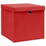 Cajas de almacenaje con tapas 4 uds tela rojo 32x32x32 cm de vidaXL, Cestas para almacenaje - Ref: Foro24-288362, Precio: 34,...
