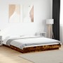 Estructura cama con luces LED madera roble ahumado 150x200 cm de vidaXL, Camas y somieres - Ref: Foro24-3281095, Precio: 192,...