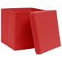 Cajas de almacenaje con tapas 4 uds tela rojo 32x32x32 cm de vidaXL, Cestas para almacenaje - Ref: Foro24-288362, Precio: 34,...