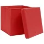 Cajas de almacenaje con tapas 4 uds tela rojo 32x32x32 cm de vidaXL, Cestas para almacenaje - Ref: Foro24-288362, Precio: 33,...