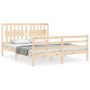 Estructura de cama de matrimonio con cabecero madera maciza de vidaXL, Camas y somieres - Ref: Foro24-3194316, Precio: 154,00...