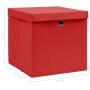 Cajas de almacenaje con tapas 4 uds tela rojo 32x32x32 cm de vidaXL, Cestas para almacenaje - Ref: Foro24-288362, Precio: 34,...