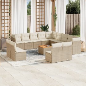Set sofás de jardín 14 pzas con cojines ratán sintético beige en Conjuntos de jardín | Comprar online en Foru.es
