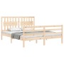 Estructura de cama de matrimonio con cabecero madera maciza de vidaXL, Camas y somieres - Ref: Foro24-3194316, Precio: 154,00...