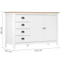 Mesita de noche Hill madera maciza de pino blanco 130x40x80 cm de vidaXL, Aparadores - Ref: Foro24-288934, Precio: 204,14 €, ...