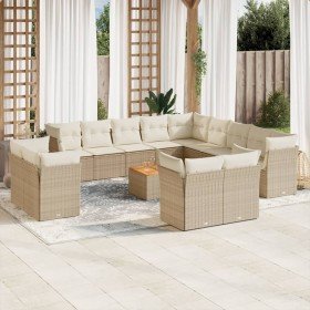 Set sofás de jardín 14 pzas con cojines ratán sintético beige en Conjuntos de jardín | Comprar online en Foru.es