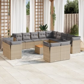 Set sofás de jardín 14 pzas con cojines ratán sintético beige en Conjuntos de jardín | Comprar online en Foru.es