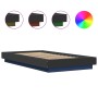 Estructura cama con luces LED madera ingeniería negro 90x200 cm de vidaXL, Camas y somieres - Ref: Foro24-3281120, Precio: 16...