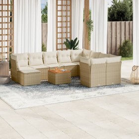Set de sofás de jardín 11pzas con cojines ratán sintético beige en Conjuntos de jardín | Comprar online en Foru.es