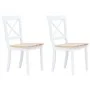 Sillas comedor 2 uds madera maciza caucho blanco y madera claro de vidaXL, Sillas de comedor - Ref: Foro24-247358, Precio: 16...