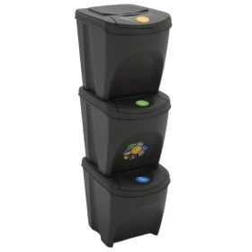 Cubos de basura apilables 3 uds polipropileno gris 75 L by vidaXL, Garbage cans and trash cans - Ref: Foro24-152198, Price: 5...