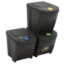 Cubos de basura apilables 3 uds polipropileno gris 75 L de vidaXL, Cubos de la basura y papeleras - Ref: Foro24-152198, Preci...