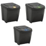 Cubos de basura apilables 3 uds polipropileno gris 75 L de vidaXL, Cubos de la basura y papeleras - Ref: Foro24-152198, Preci...