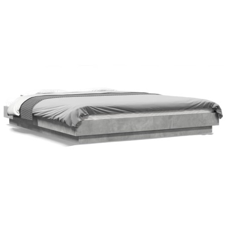 Estructura cama con luces LED madera gris hormigón 160x200 cm de vidaXL, Camas y somieres - Ref: Foro24-3281087, Precio: 196,...