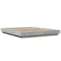Bed frame with LED lights concrete gray wood 160x200 cm by vidaXL, Beds and slatted bases - Ref: Foro24-3281087, Price: 193,7...
