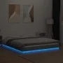 Bed frame with LED lights concrete gray wood 160x200 cm by vidaXL, Beds and slatted bases - Ref: Foro24-3281087, Price: 193,7...