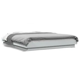 Estructura de cama con LED madera ingeniería blanco 150x200 cm de vidaXL, Camas y somieres - Ref: Foro24-3281091, Precio: 184...