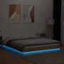 Estructura cama con luces LED madera roble Sonoma 150x200 cm de vidaXL, Camas y somieres - Ref: Foro24-3281093, Precio: 181,6...