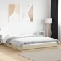 Estructura cama con luces LED madera roble Sonoma 150x200 cm de vidaXL, Camas y somieres - Ref: Foro24-3281093, Precio: 181,6...