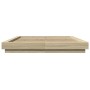 Estructura cama con luces LED madera roble Sonoma 150x200 cm de vidaXL, Camas y somieres - Ref: Foro24-3281093, Precio: 181,6...