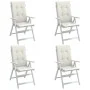 Cojines silla respaldo alto 4 uds tela crema melange 120x50x4cm de vidaXL, Cojines para sillas y sofás - Ref: Foro24-4002419,...