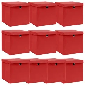 Cajas de almacenaje con tapas 10 uds tela rojo 32x32x32 cm de vidaXL, Cestas para almacenaje - Ref: Foro24-288364, Precio: 74...