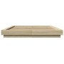 Estructura cama con luces LED madera roble Sonoma 160x200 cm de vidaXL, Camas y somieres - Ref: Foro24-3281086, Precio: 184,8...