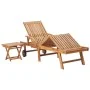 Lounger with solid teak wood table and cushion by vidaXL, Loungers - Ref: Foro24-3063034, Price: 313,77 €, Discount: %