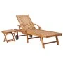 Lounger with solid teak wood table and cushion by vidaXL, Loungers - Ref: Foro24-3063034, Price: 313,77 €, Discount: %