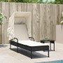 Tumbona con capota y mesa ratán sintético negro de vidaXL, Tumbonas - Ref: Foro24-368197, Precio: 187,55 €, Descuento: %