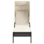 Tumbona con capota y mesa ratán sintético negro de vidaXL, Tumbonas - Ref: Foro24-368197, Precio: 205,47 €, Descuento: %