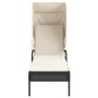 Tumbona con capota y mesa ratán sintético negro de vidaXL, Tumbonas - Ref: Foro24-368197, Precio: 187,55 €, Descuento: %