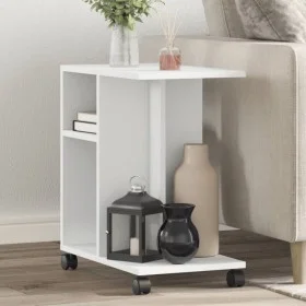 Mesa auxiliar con ruedas madera ingeniería blanco 50x30x55 cm de vidaXL, Mesas auxiliares - Ref: Foro24-840569, Precio: 45,33...
