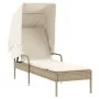 Tumbona con capota ratán sintético beige de vidaXL, Tumbonas - Ref: Foro24-368192, Precio: 200,01 €, Descuento: %