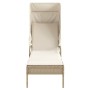 Tumbona con capota ratán sintético beige de vidaXL, Tumbonas - Ref: Foro24-368192, Precio: 182,92 €, Descuento: %