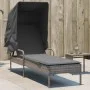 Tumbona con capota ratán sintético gris de vidaXL, Tumbonas - Ref: Foro24-368190, Precio: 198,26 €, Descuento: %