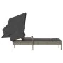 Tumbona con capota ratán sintético gris de vidaXL, Tumbonas - Ref: Foro24-368190, Precio: 198,26 €, Descuento: %
