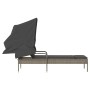 Tumbona con capota ratán sintético gris de vidaXL, Tumbonas - Ref: Foro24-368190, Precio: 180,97 €, Descuento: %