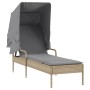 Tumbona con capota y mesa ratán sintético beige de vidaXL, Tumbonas - Ref: Foro24-368200, Precio: 193,31 €, Descuento: %
