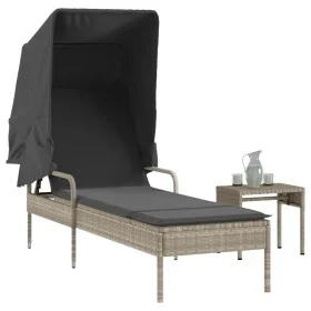 Tumbona con capota y mesa ratán sintético gris claro von vidaXL, Liegen - Ref: Foro24-368202, Preis: 211,76 €, Rabatt: %