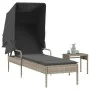 Tumbona con capota y mesa ratán sintético gris claro von vidaXL, Liegen - Ref: Foro24-368202, Preis: 211,76 €, Rabatt: %