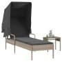 Tumbona con capota y mesa ratán sintético gris claro de vidaXL, Tumbonas - Ref: Foro24-368202, Precio: 193,31 €, Descuento: %