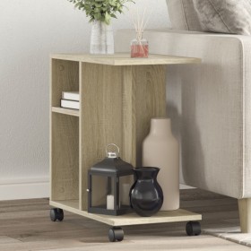 Mesa auxiliar con ruedas madera ingeniería Sonoma 50x30x55 cm de vidaXL, Mesas auxiliares - Ref: Foro24-840571, Precio: 37,97...