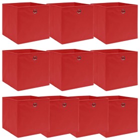 Cajas de almacenaje 10 uds tela rojo 32x32x32 cm de vidaXL, Cestas para almacenaje - Ref: Foro24-288363, Precio: 47,89 €, Des...