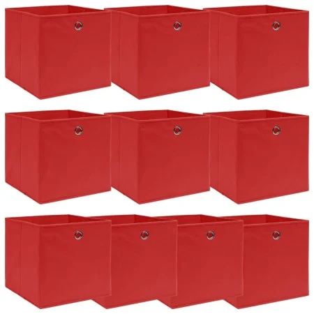 Cajas de almacenaje 10 uds tela rojo 32x32x32 cm de vidaXL, Cestas para almacenaje - Ref: Foro24-288363, Precio: 47,06 €, Des...